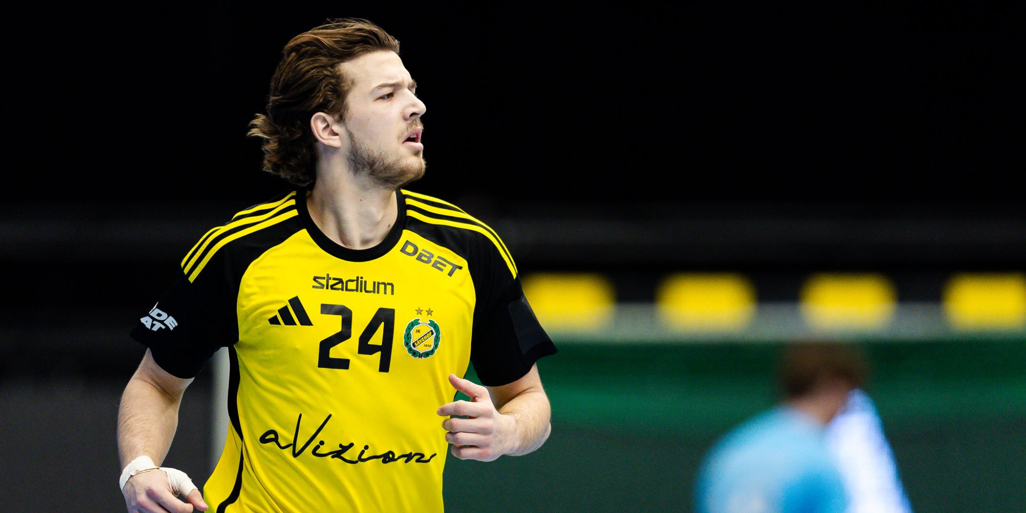 260429 Sävehofs Fabian Blomberg Romero under semifinal två i Handbollsligan herr mellan Sävehof och HK Malmö den 29 april 2026 i Partille. 
Foto: Michael Erichsen / BILDBYRÅN / COP 89 / MI0973